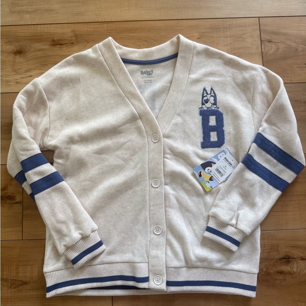 Bluey Kids Cream Cardigan with Blue Accents